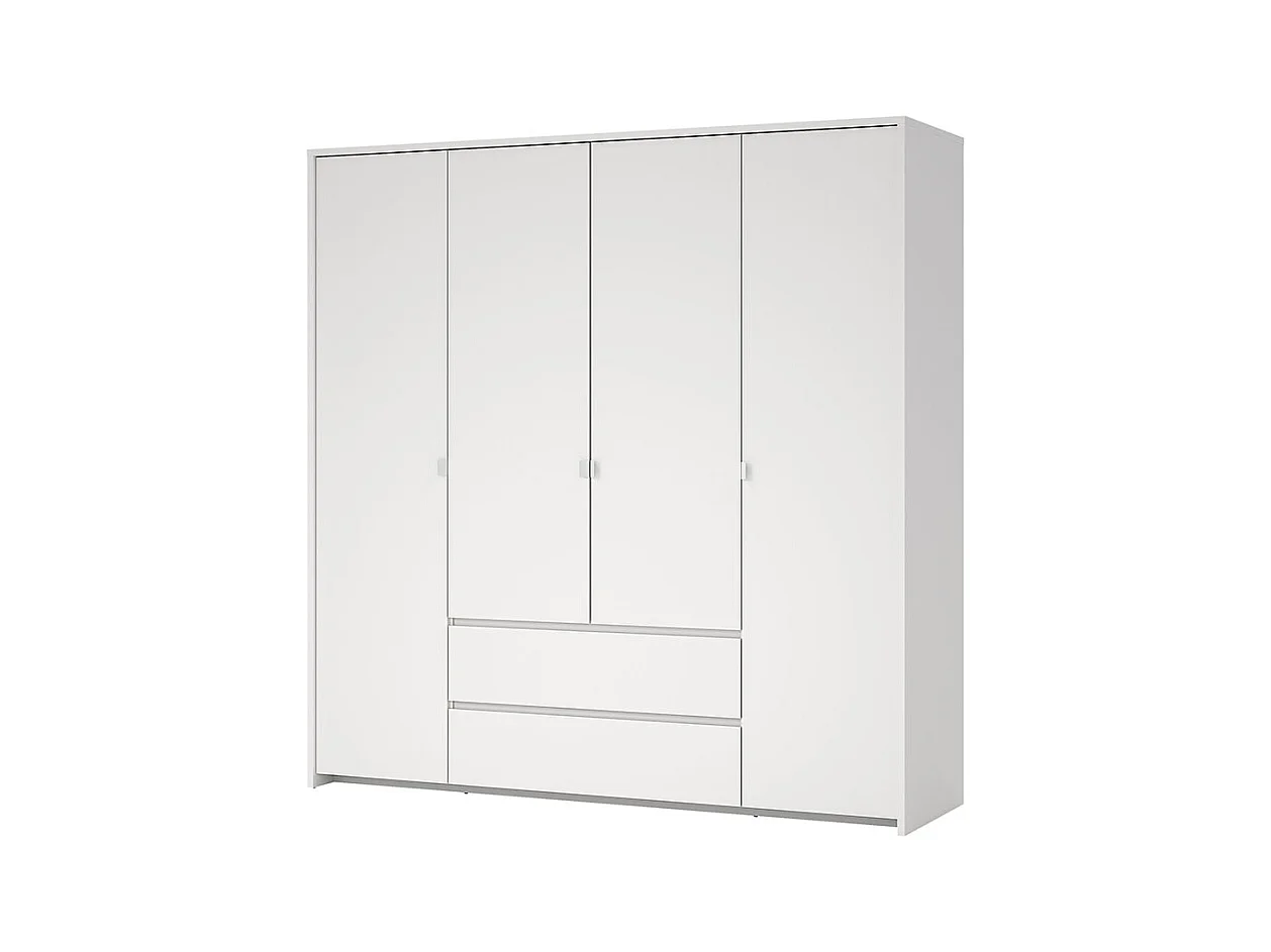Next armoire de rangement 4 portes 2 tiroirs 197x200cm blanc.
