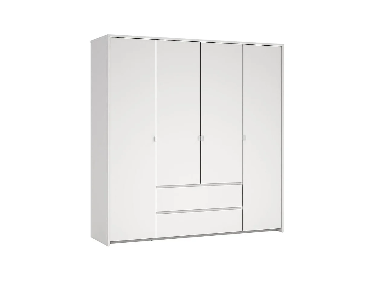 Next armoire de rangement 4 portes 2 tiroirs 197x200cm blanc.