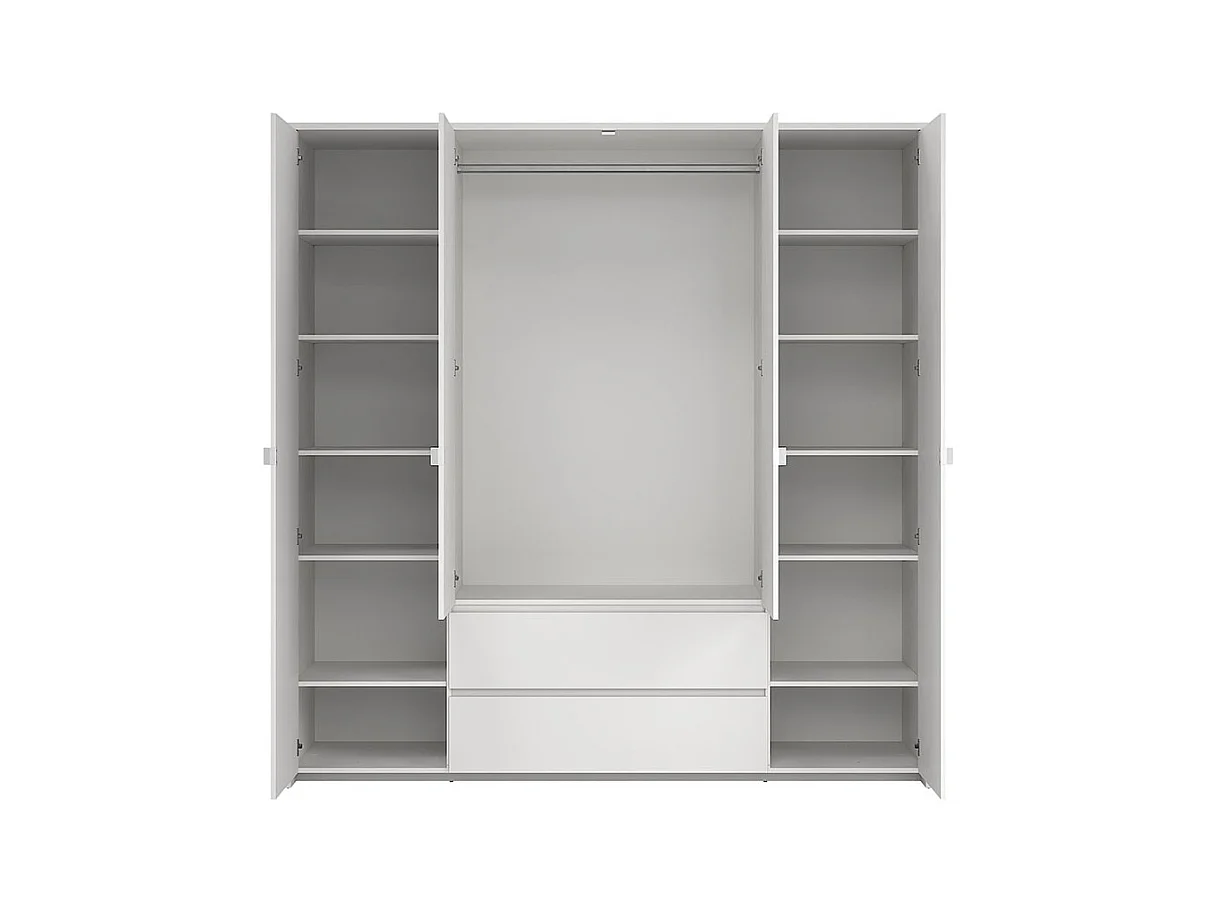Next armoire de rangement 4 portes 2 tiroirs 197x200cm blanc.