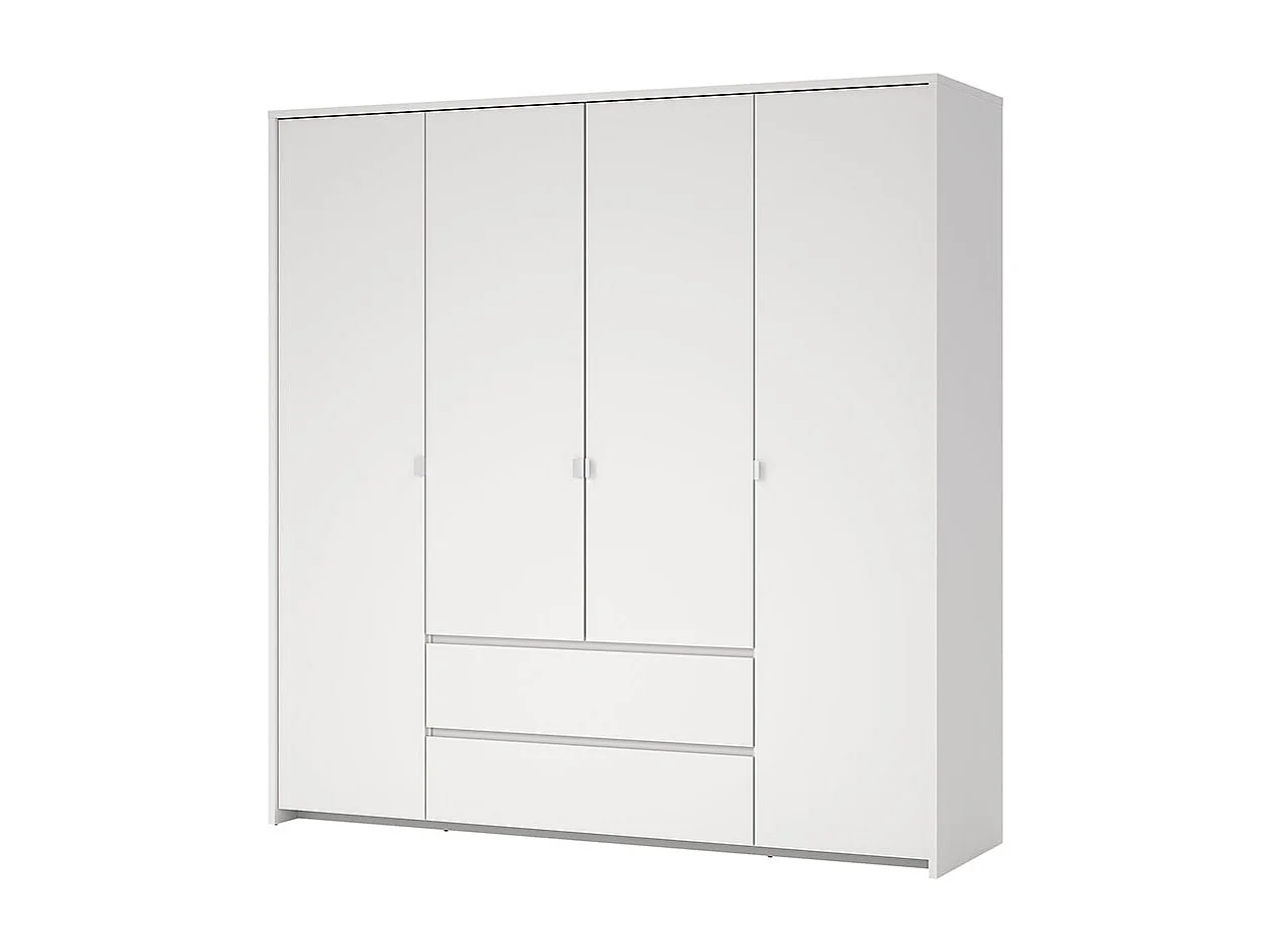 Next kledingkast 4 deuren 2 lades 197x200cm wit.