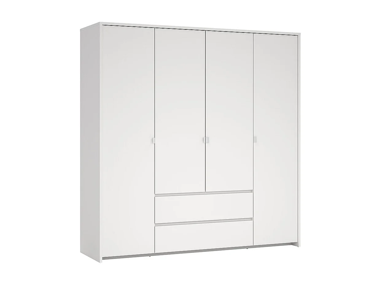 Next kledingkast 4 deuren 2 lades 197x200cm wit.