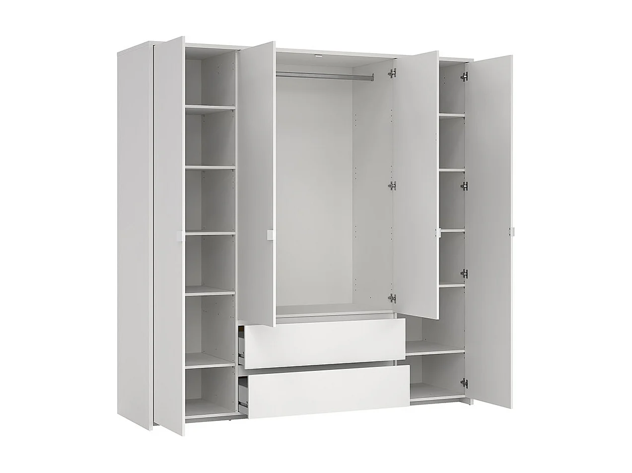 Next kledingkast 4 deuren 2 lades 197x200cm wit.
