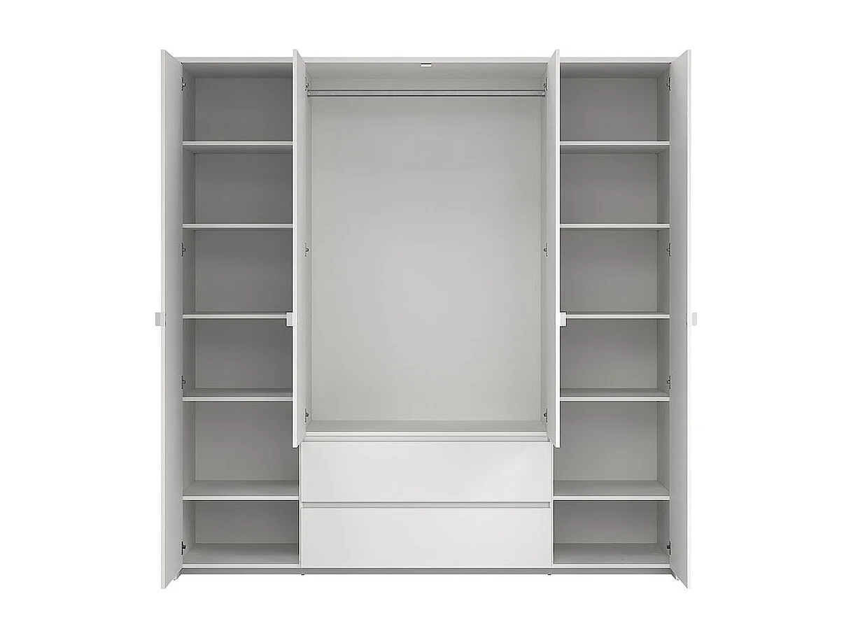 Next kledingkast 4 deuren 2 lades 197x200cm wit.