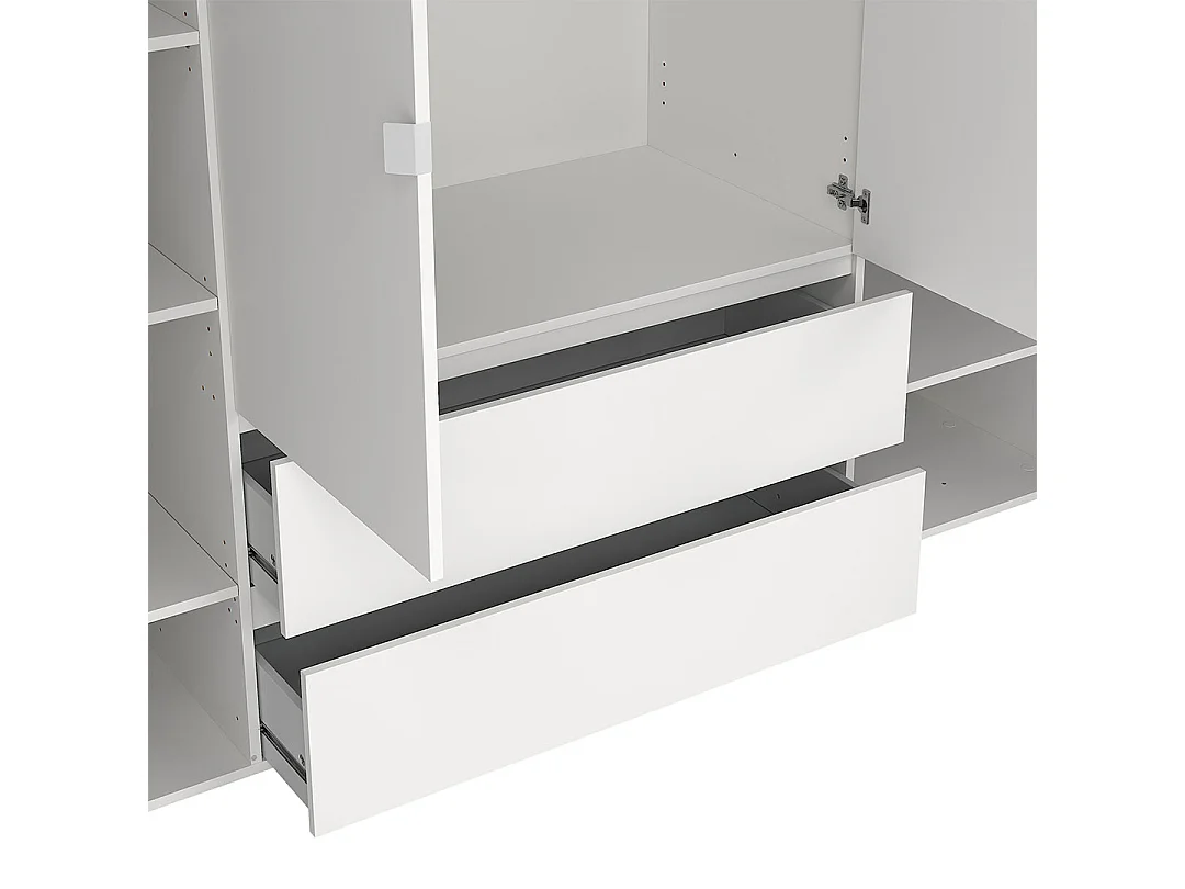 Next kledingkast 4 deuren 2 lades 197x200cm wit.