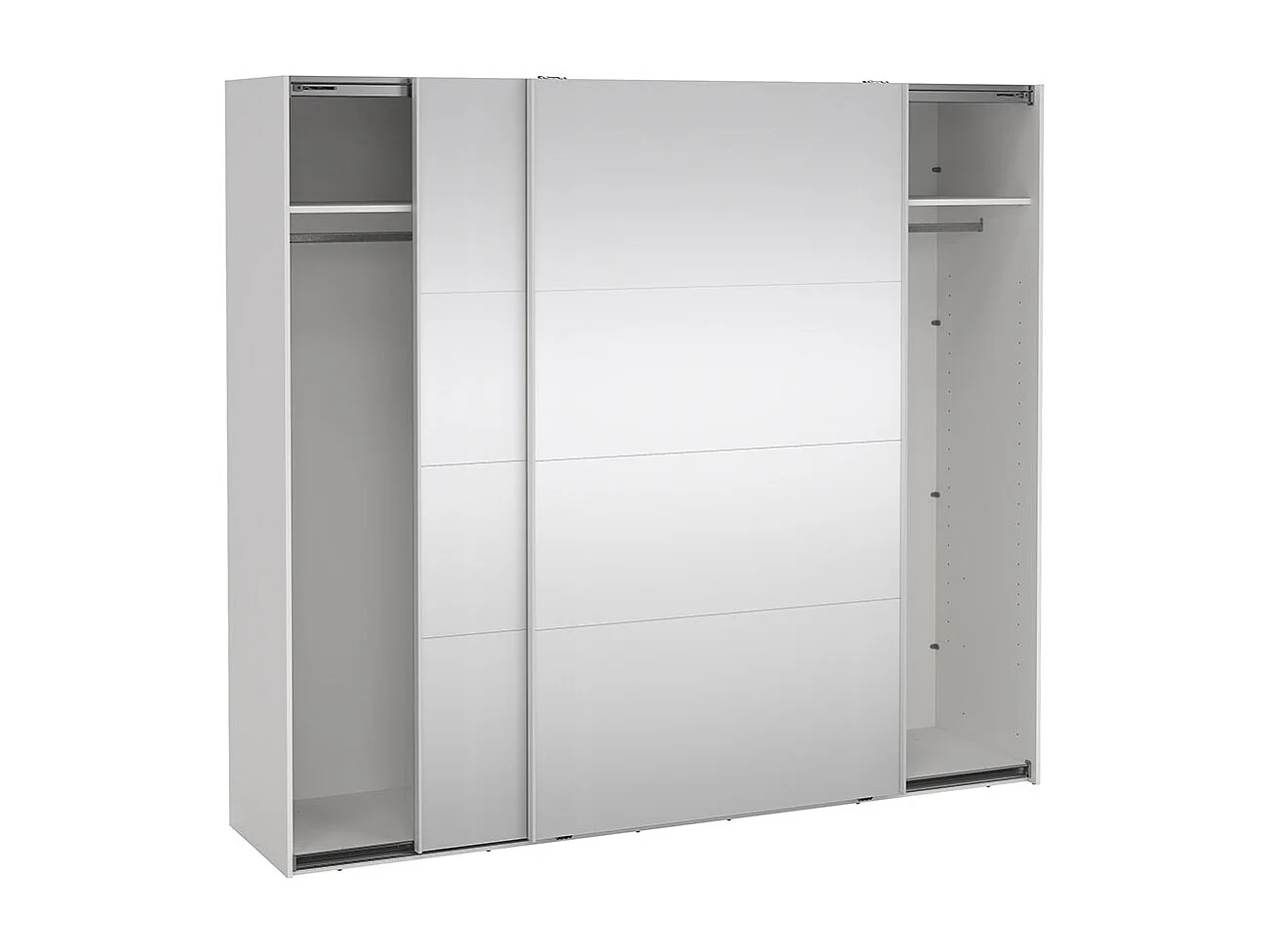 Catania schuifdeurkast 2 deuren met spiegel 245x220cm wit.