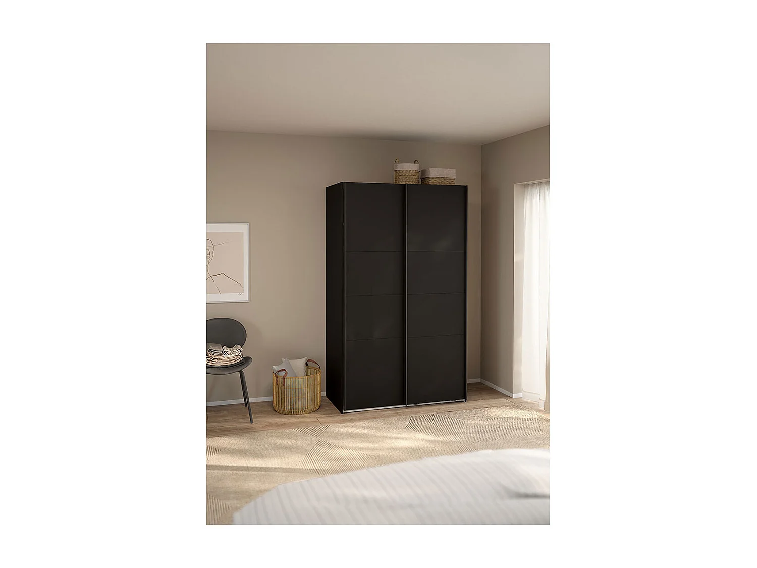Catania armoire coulissante 2 portes 120x200cm noir mat.