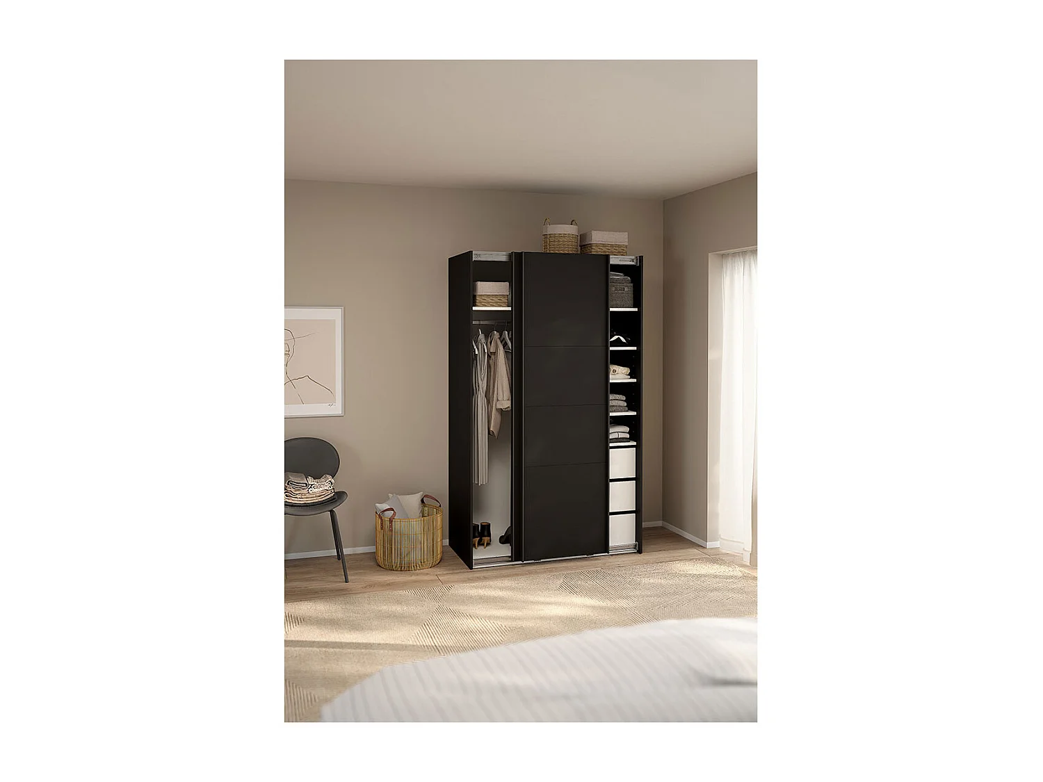 Catania armoire coulissante 2 portes 120x200cm noir mat.