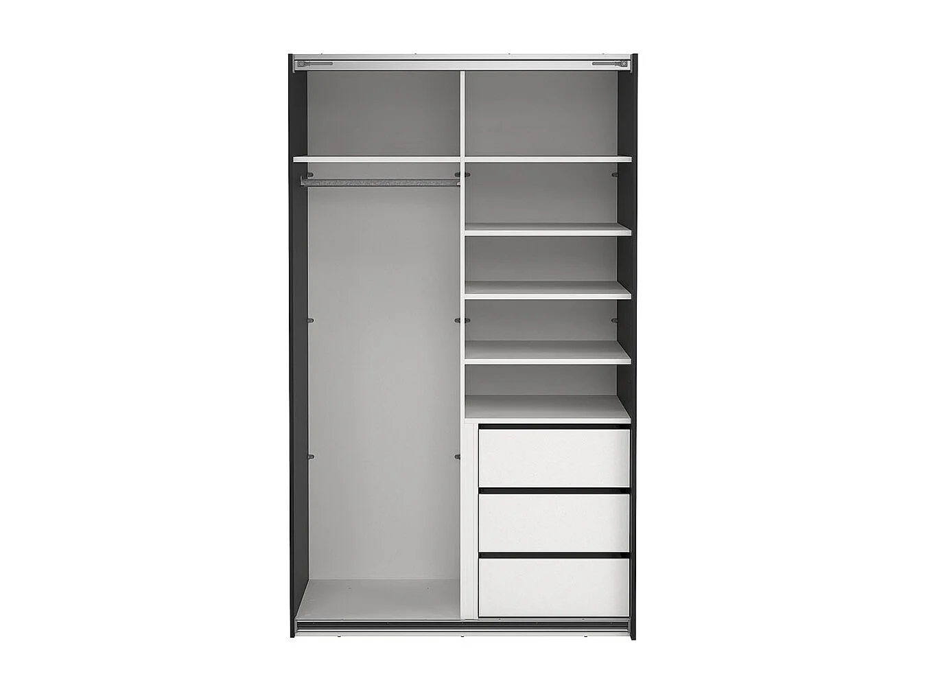 Catania Schiebetürenschrank 2 Türen 120x200cm matt schwarz.