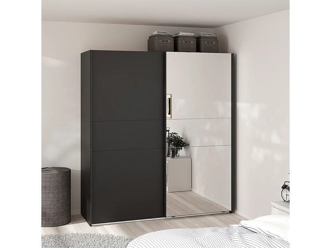 Como armoire coulissante 2 portes 180x200cm noir mat.