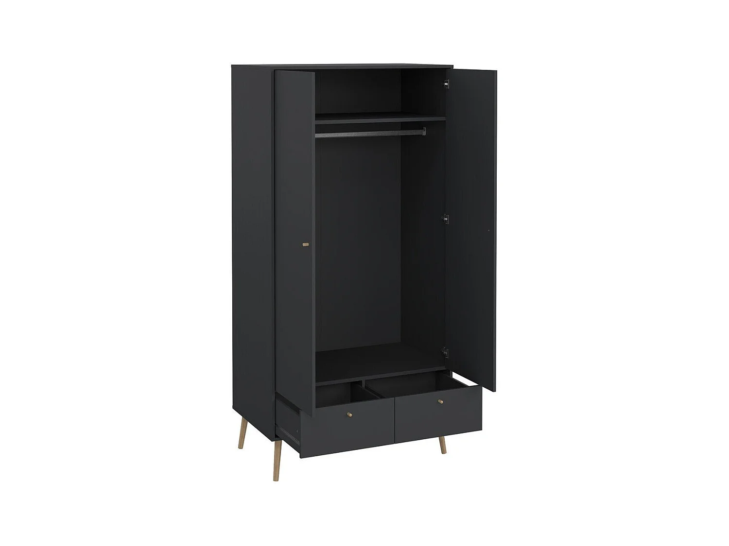 Armoire 2 portes et 2 tiroirs avec pieds en bois H200,1 cm - TARP