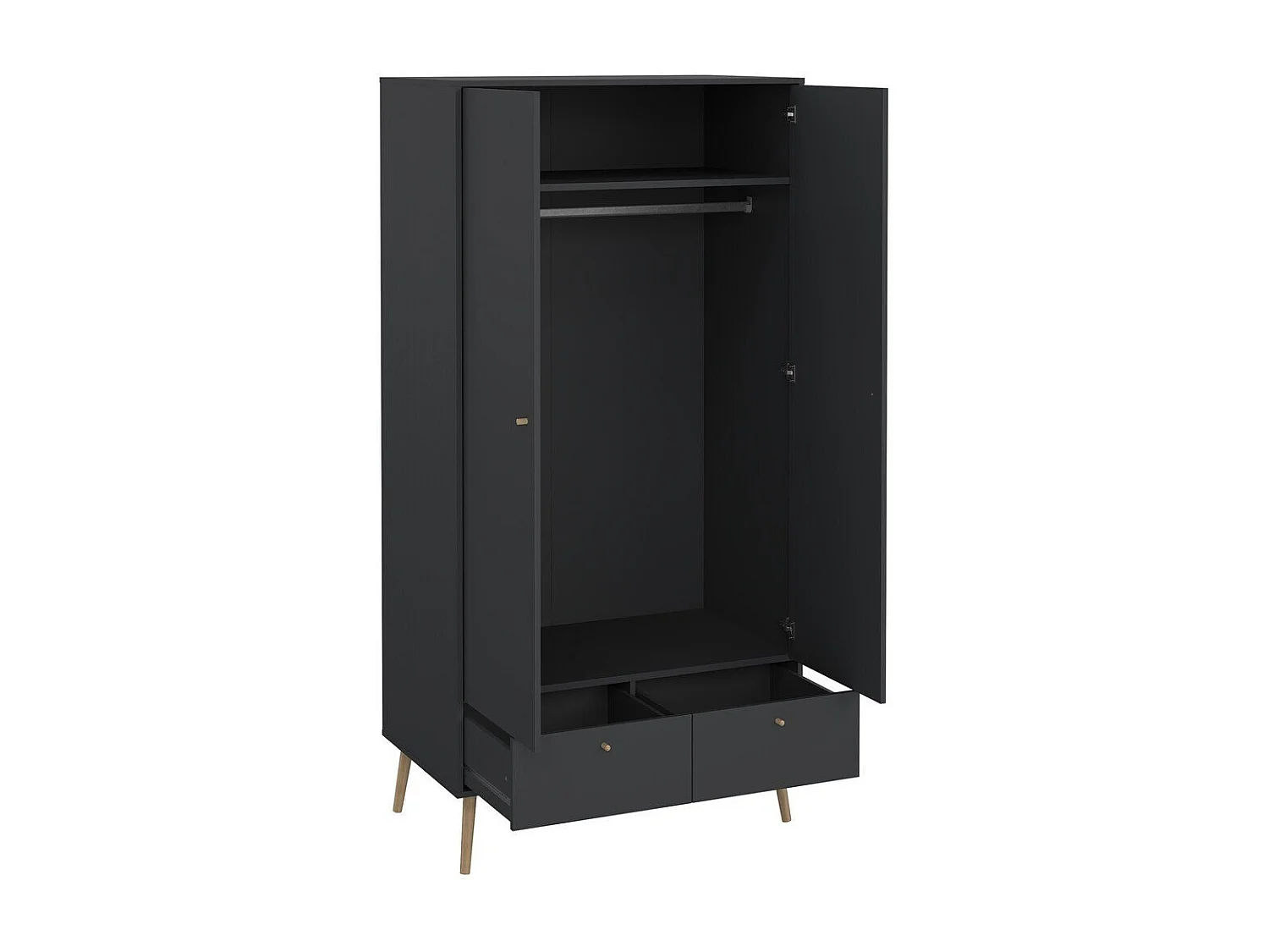 Armoire 2 portes et 2 tiroirs avec pieds en bois H200,1 cm - TARP