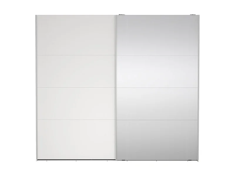 Catania Kleiderschrank 221x244x67cm, 1 Schiebetür, 1 Schiebetür mit Spiegel weiß.