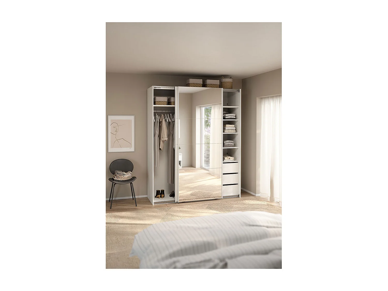 Catania schuifdeurkast 2 deuren 180x220cm wit.