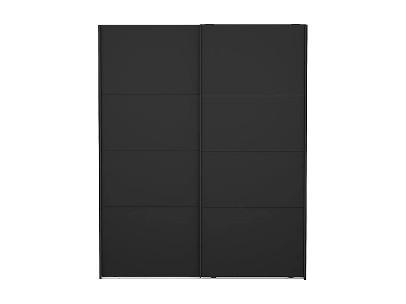 Catania Kleiderschrank 221x179x65cm, 2 Schiebetüren matt schwarz.