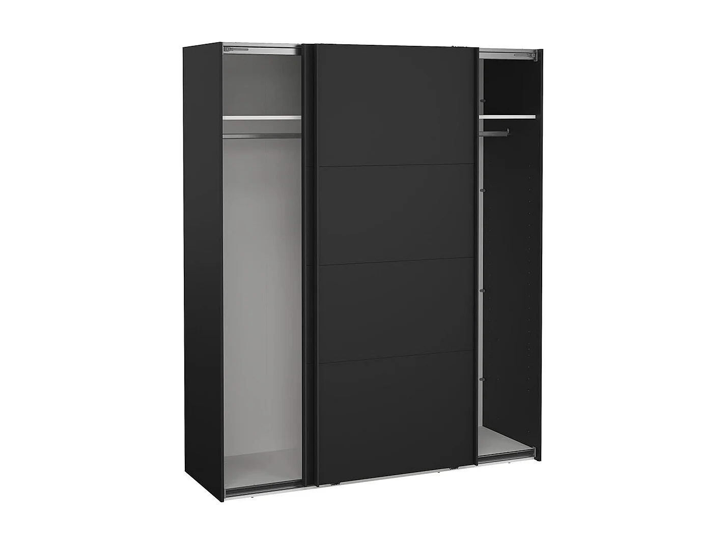 Catania Kleiderschrank 221x179x65cm, 2 Schiebetüren matt schwarz.