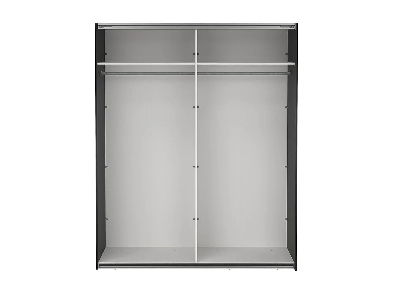 Catania Kleiderschrank 221x179x65cm, 2 Schiebetüren matt schwarz.