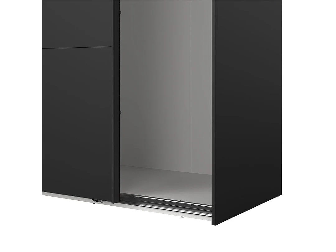 Catania Kleiderschrank 221x179x65cm, 2 Schiebetüren matt schwarz.