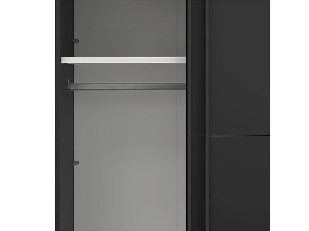 Catania Kleiderschrank 221x179x65cm, 2 Schiebetüren matt schwarz.