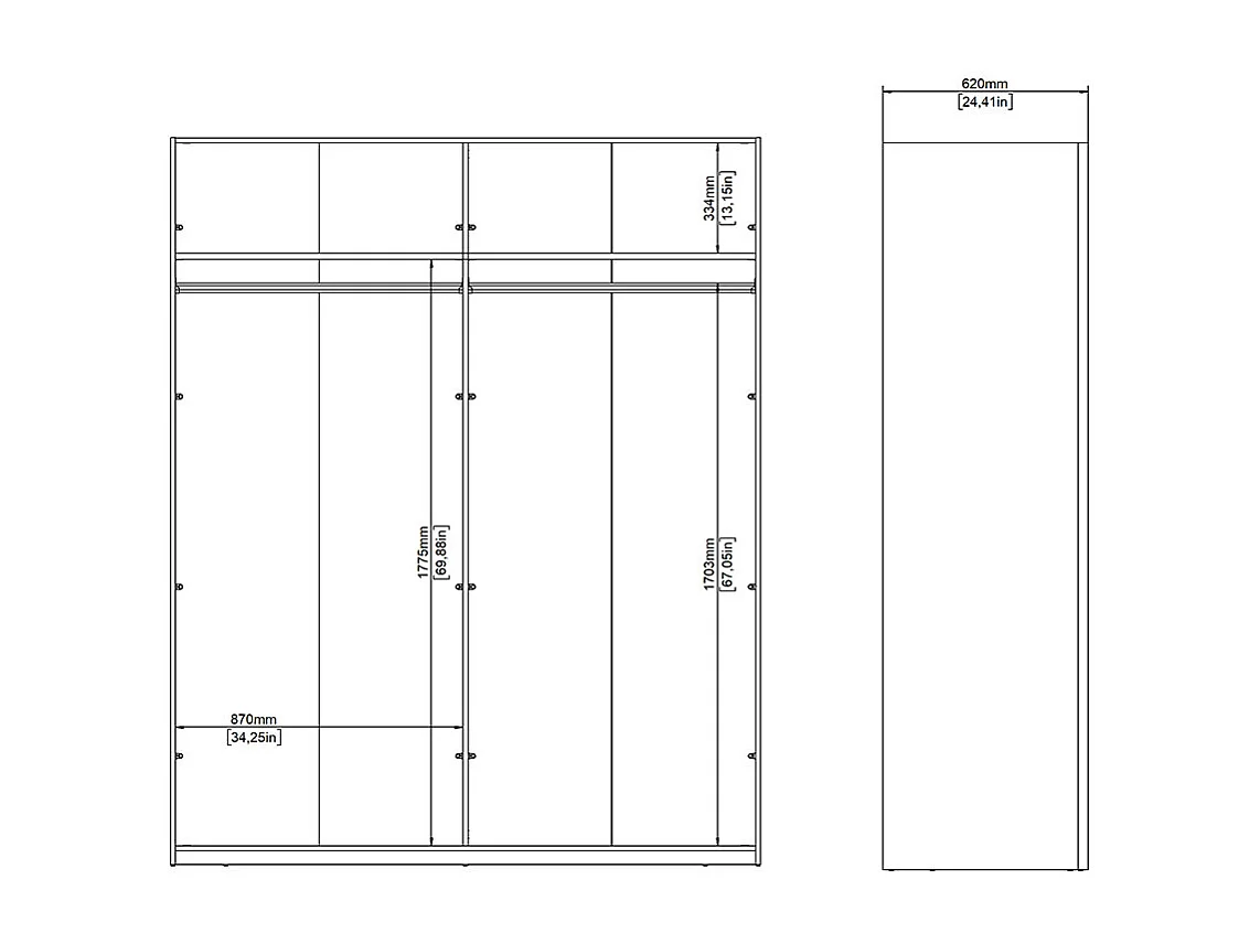 Catania Kleiderschrank 221x179x65cm, 2 Schiebetüren matt schwarz.