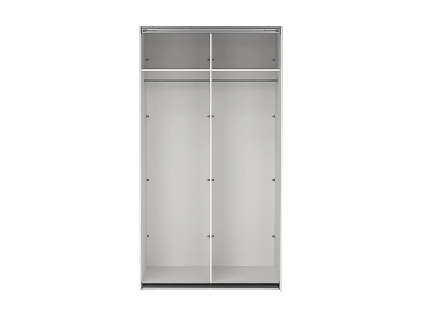 Catania Kleiderschrank 221x119x67cm, 1 Schiebetür, 1 Schiebetür mit Spiegel weiß.