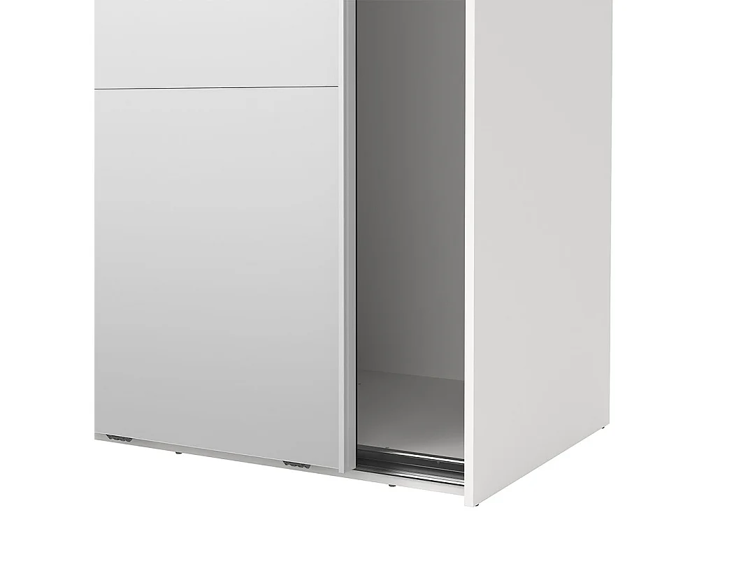 Catania Kleiderschrank 221x119x67cm, 1 Schiebetür, 1 Schiebetür mit Spiegel weiß.