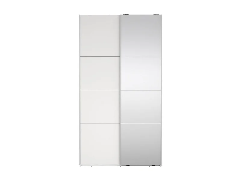 Catania Kleiderschrank 221x119x67cm, 1 Schiebetür, 1 Schiebetür mit Spiegel weiß.