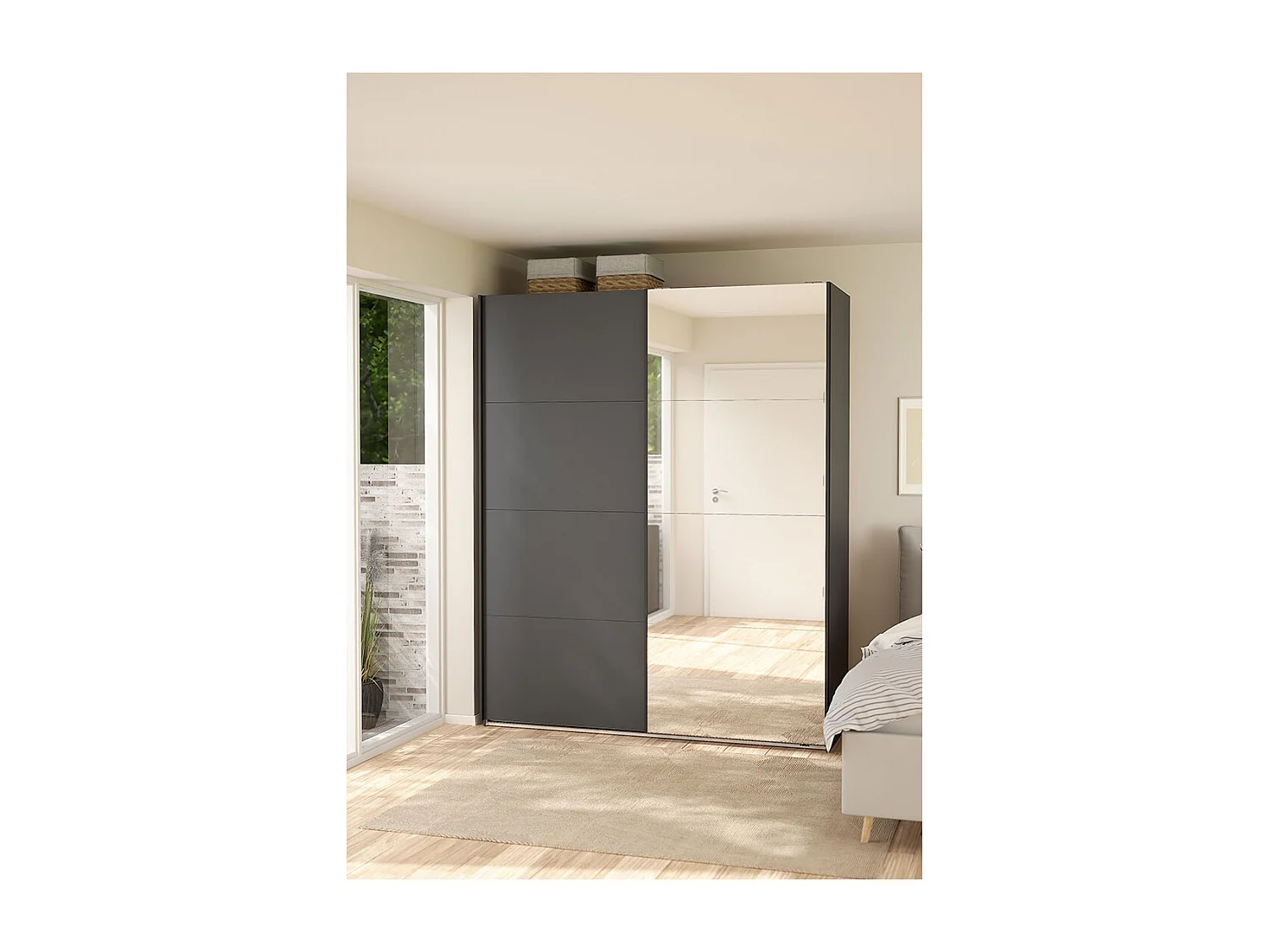 Bergamo armoire coulissante 2 portes 180x220cm gris mat.