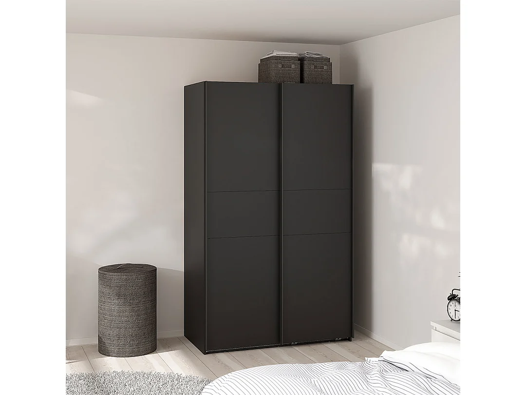 Como armoire coulissante 2 portes 120x200cm noir mat.