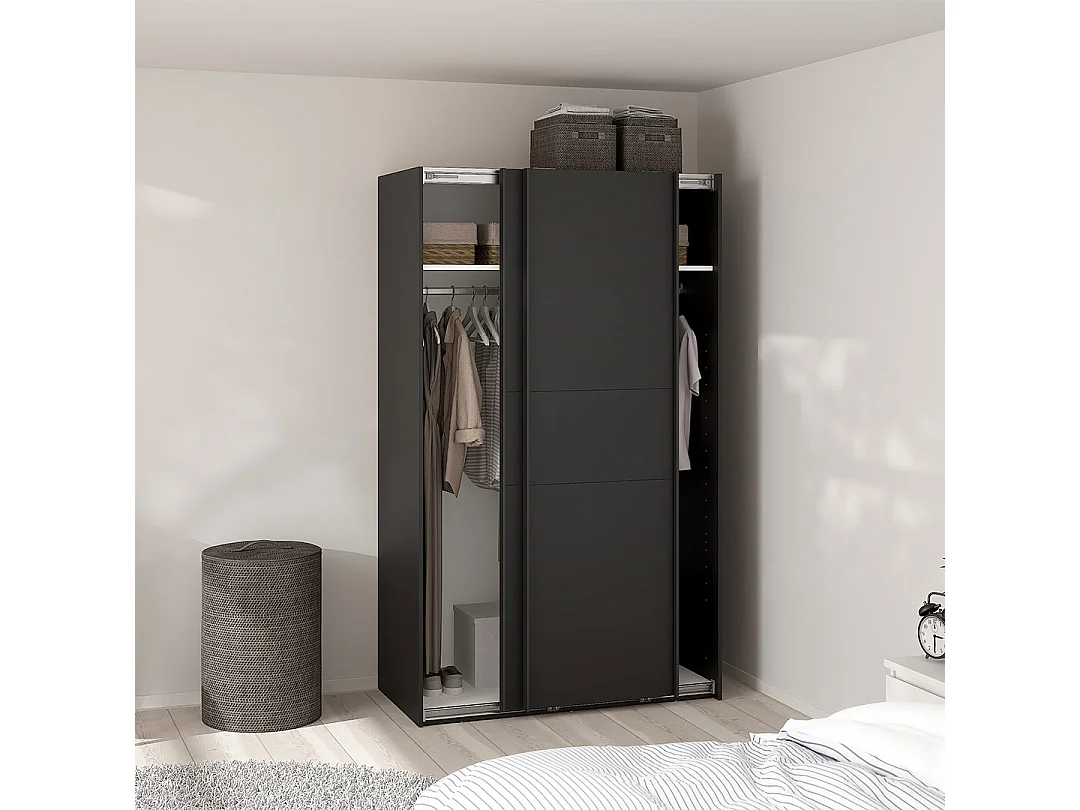 Como armoire coulissante 2 portes 120x200cm noir mat.