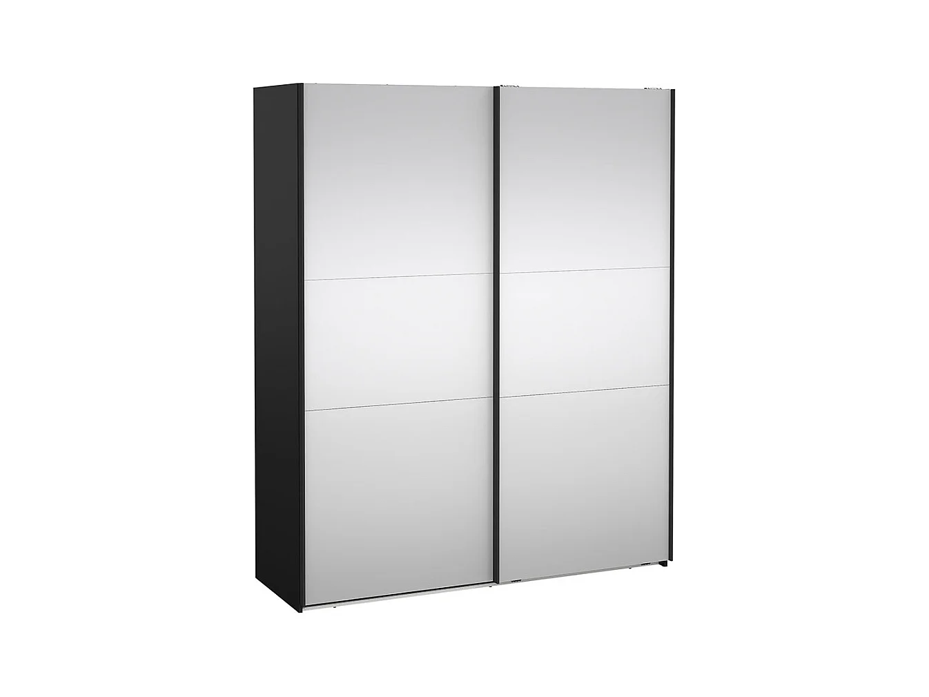 Como armoire coulissante 2 portes avec miroir 180x220cm noir mat.