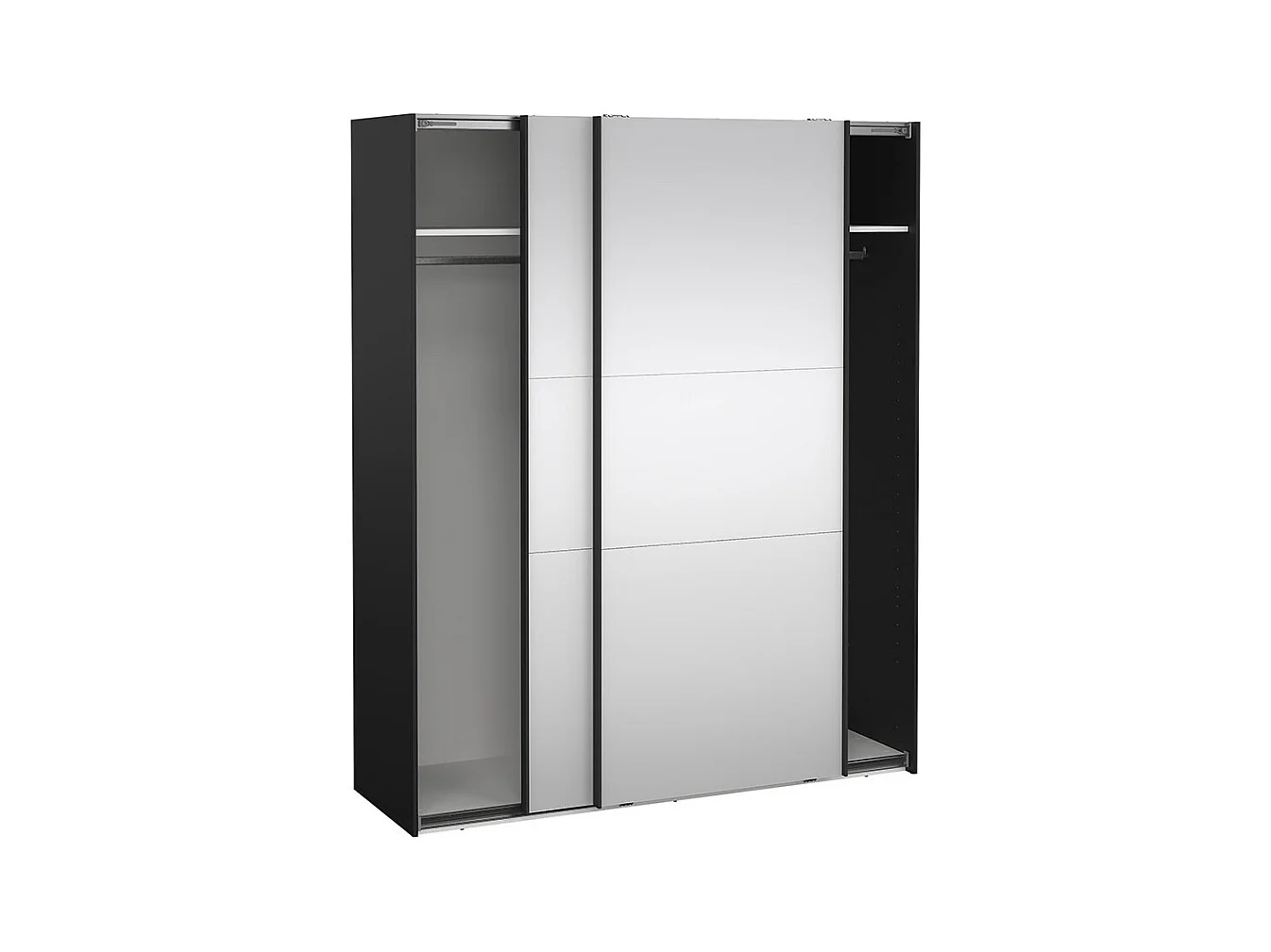 Como armoire coulissante 2 portes avec miroir 180x220cm noir mat.