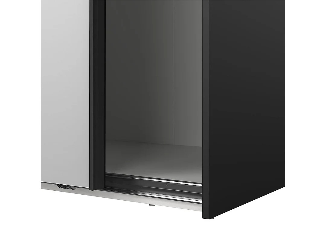 Como armoire coulissante 2 portes avec miroir 180x220cm noir mat.