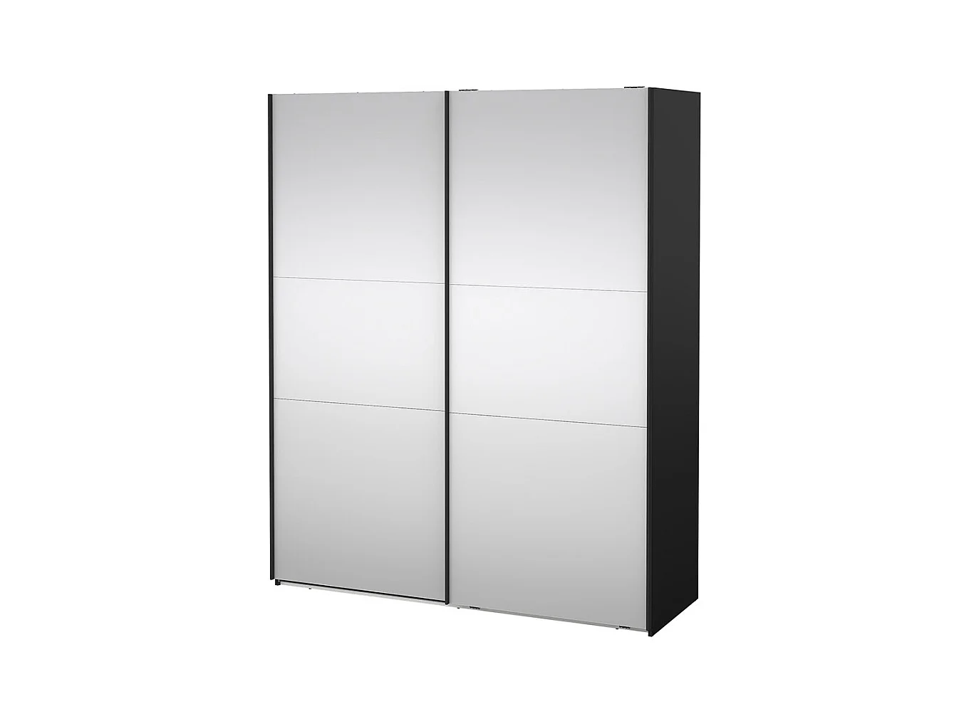 Como armoire coulissante 2 portes avec miroir 180x220cm noir mat.