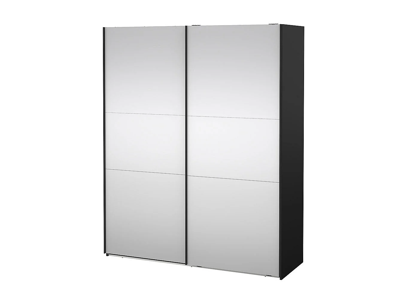Como armoire coulissante 2 portes avec miroir 180x220cm noir mat.