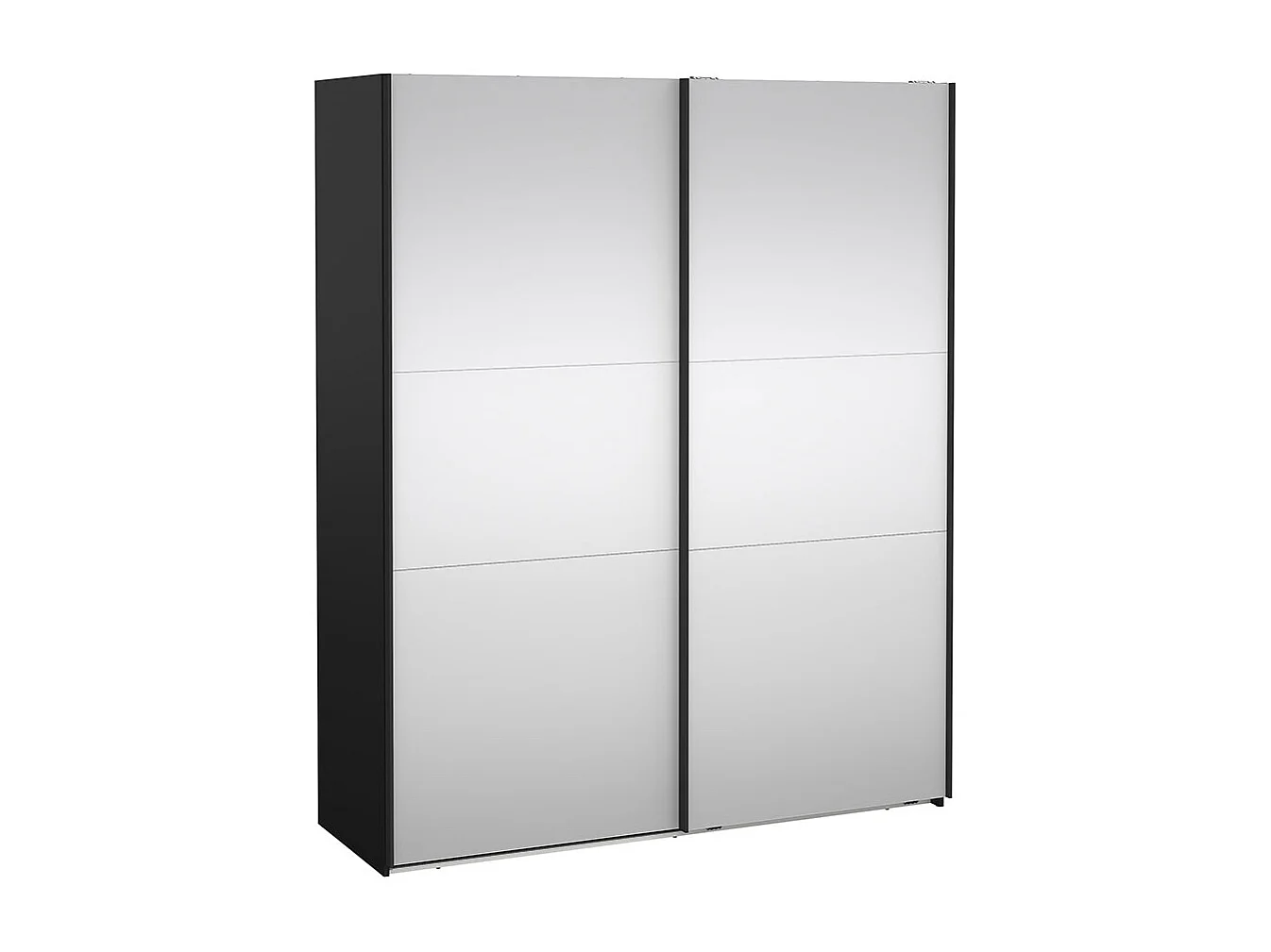 Como armoire coulissante 2 portes avec miroir 180x220cm noir mat.