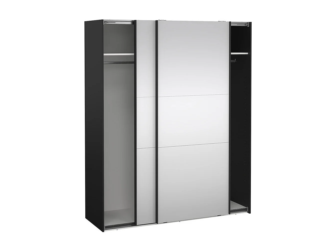 Como armoire coulissante 2 portes avec miroir 180x220cm noir mat.