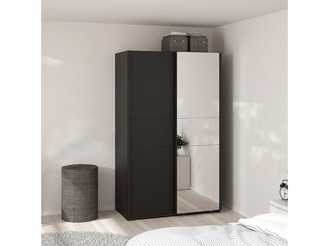 Como armoire coulissante 2 portes 120x200cm noir mat.