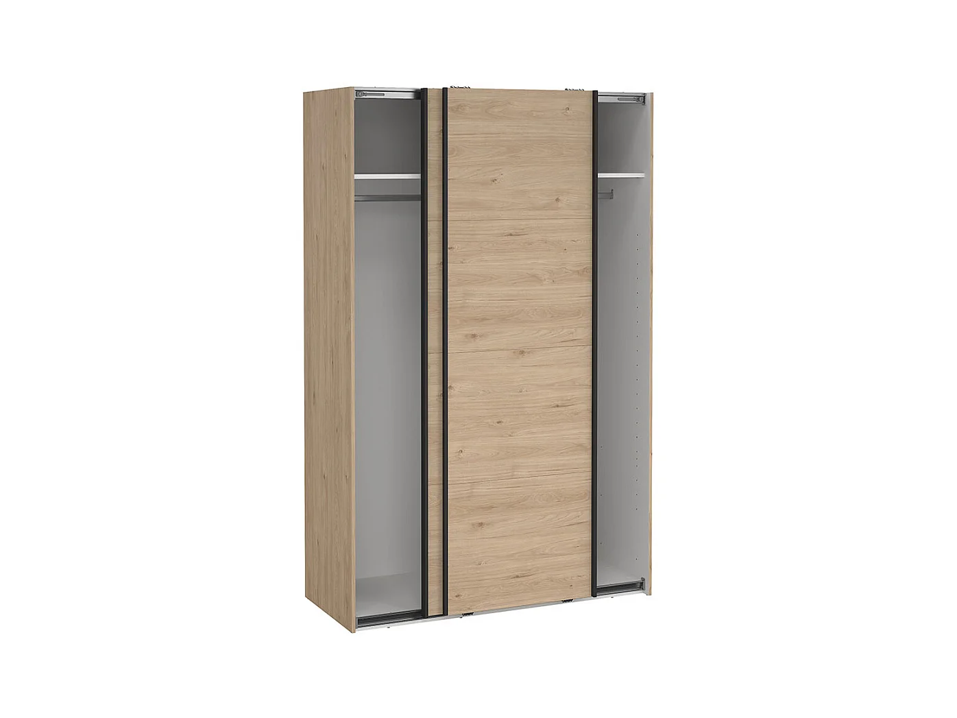 Bergamo armoire coulissante 2 portes 140x220cm chêne décor.