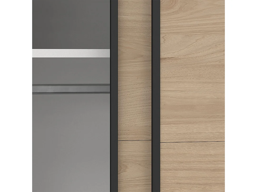 Bergamo armoire coulissante 2 portes 140x220cm chêne décor.