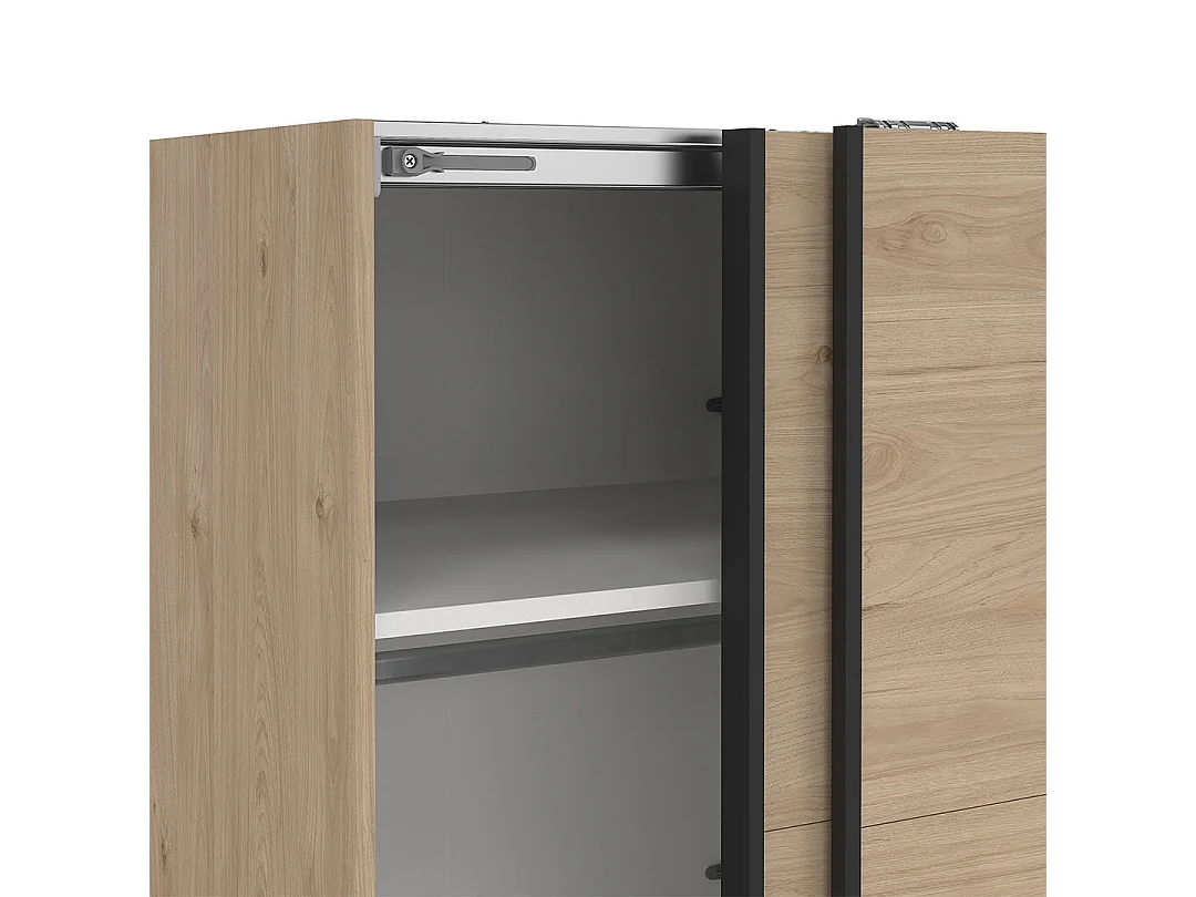 Bergamo armoire coulissante 2 portes 140x220cm chêne décor.