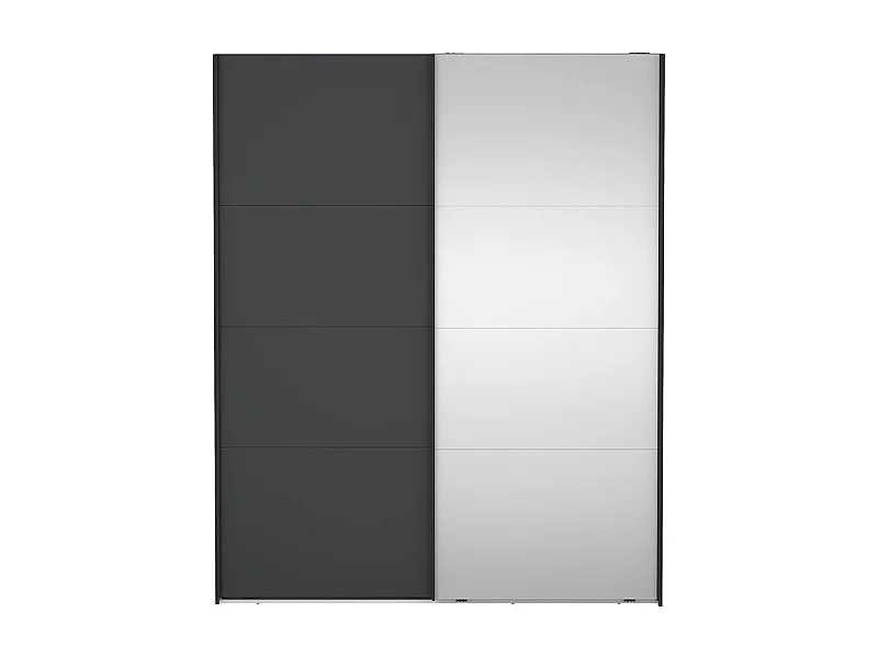 Catania Kleiderschrank 221x179x65cm, 1 Schiebetür, 1 Schiebetür mit Spiegel matte grau.