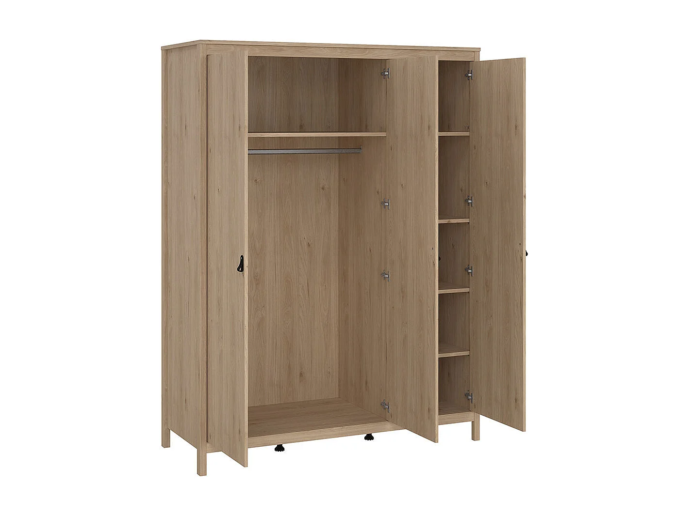 Madrid Kleiderschrank 199x150x59cm, 3 Türen Eichen-Dekor.