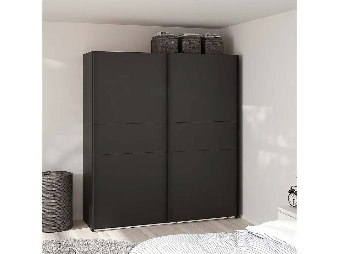 Como armoire coulissante 2 portes 180x200cm noir mat.