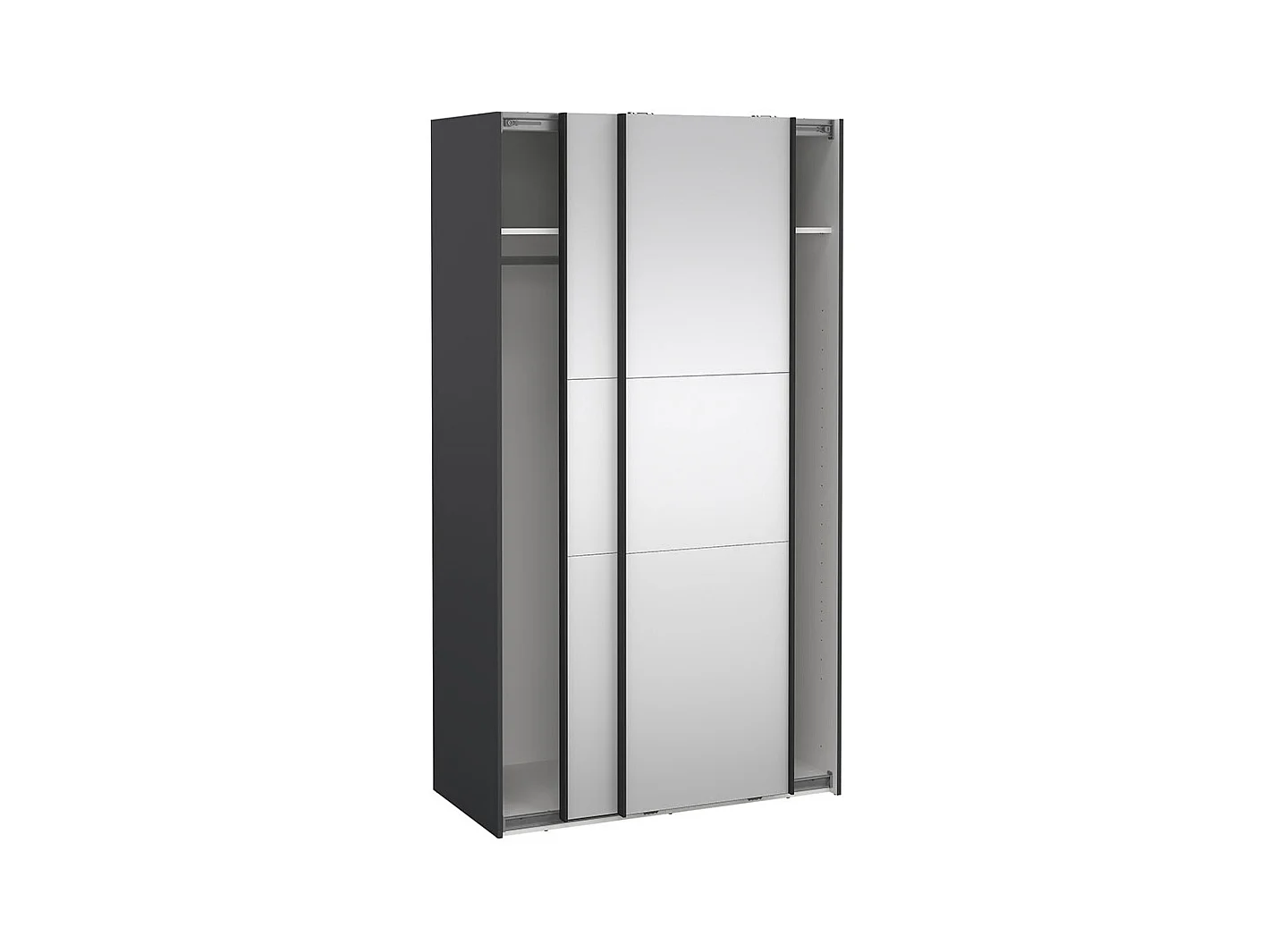 Como armoire coulissante 2 portes avec miroir 120x220cm gris mat.