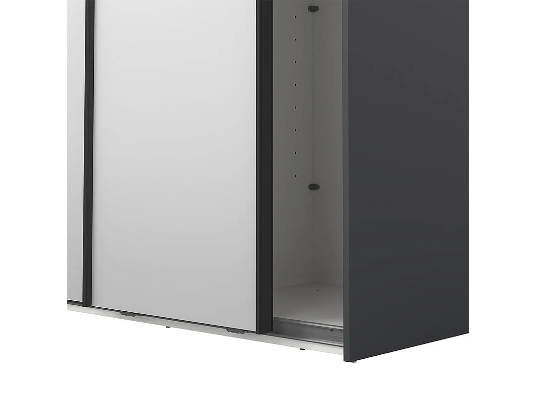 Como armoire coulissante 2 portes avec miroir 120x220cm gris mat.