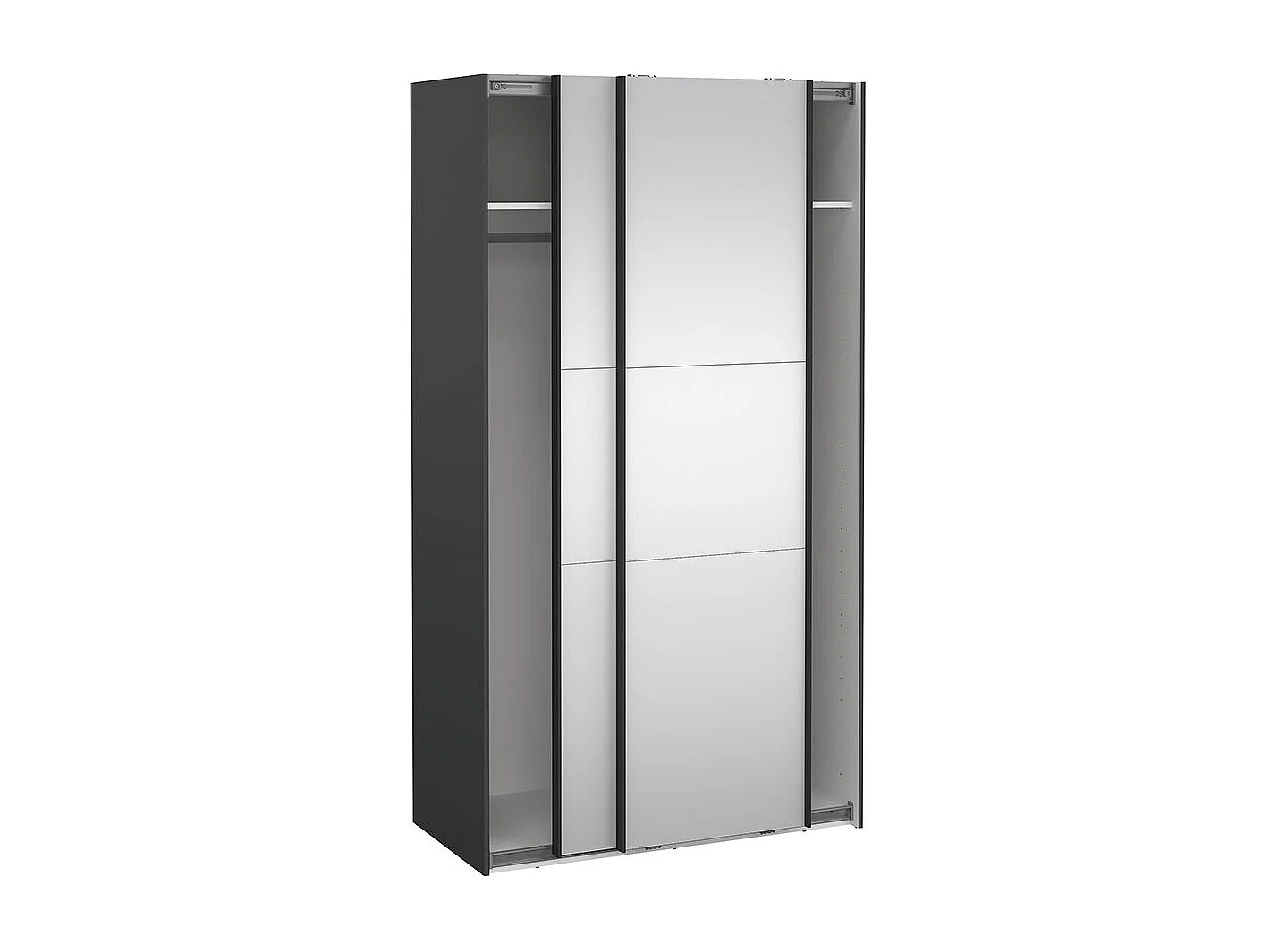 Como armoire coulissante 2 portes avec miroir 120x220cm gris mat.