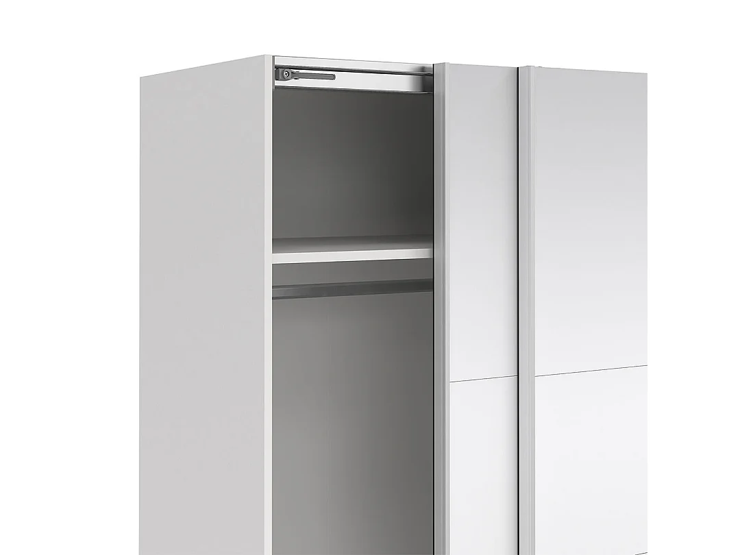 Catania armoire coulissante 2 portes avec miroir 180x200cm blanc.