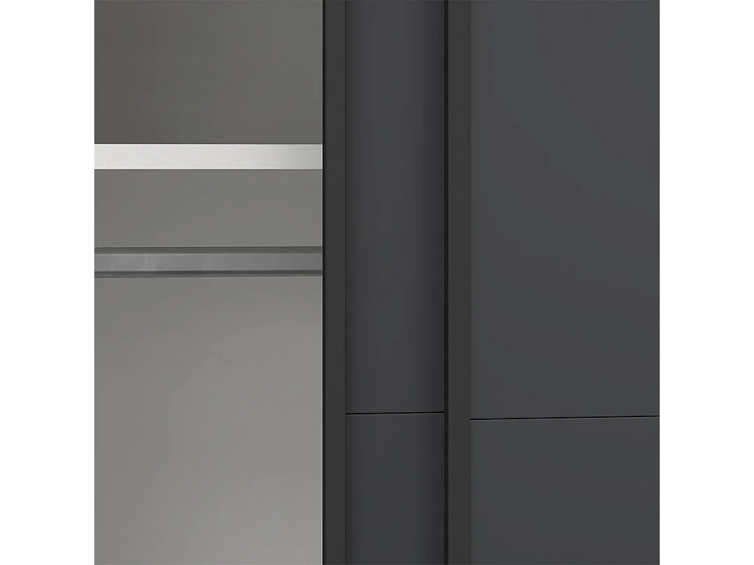 Bergamo armoire coulissante 2 portes 140x220cm gris mat.