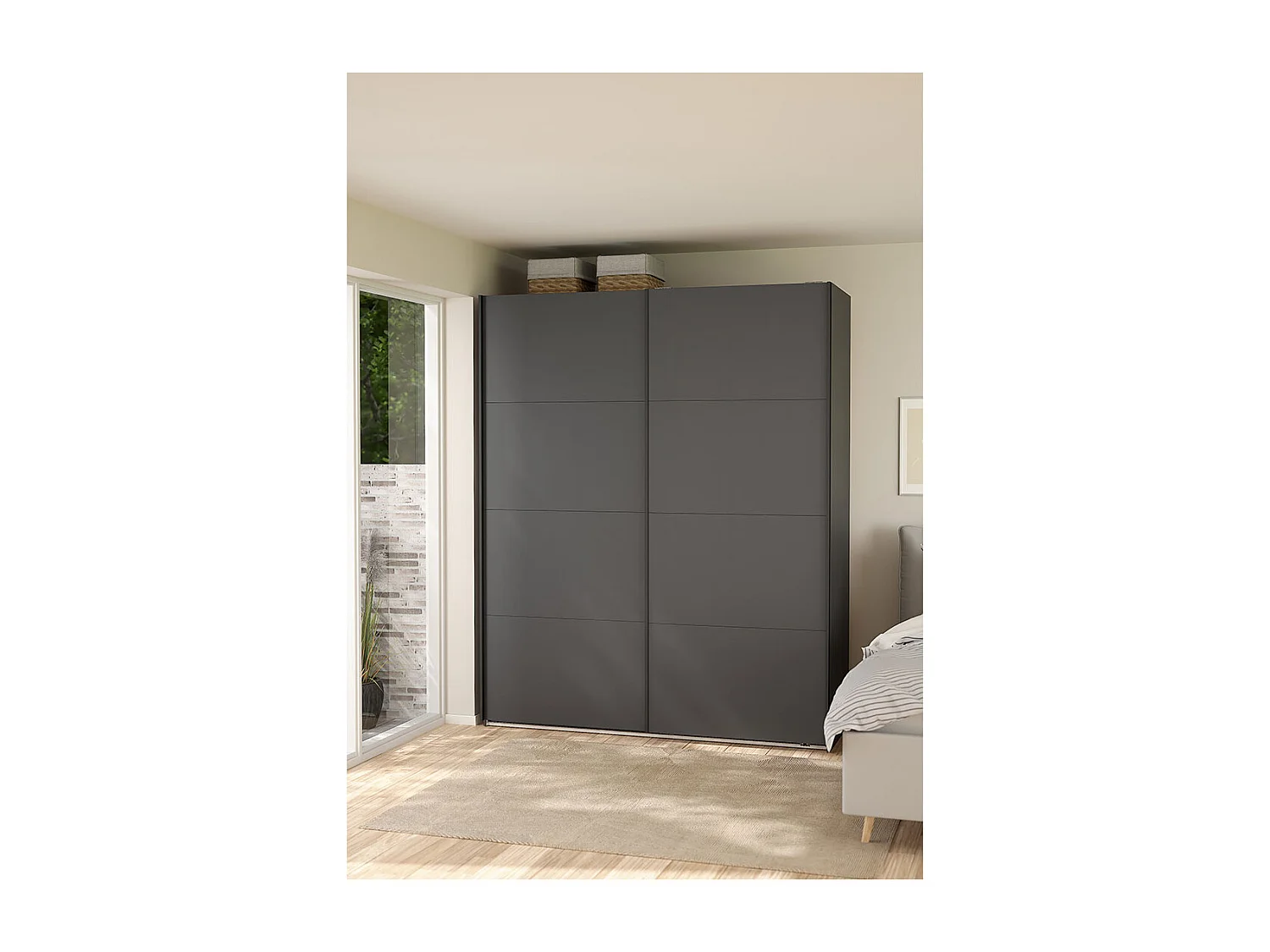 Bergamo armoire coulissante 2 portes 180x220cm gris mat.