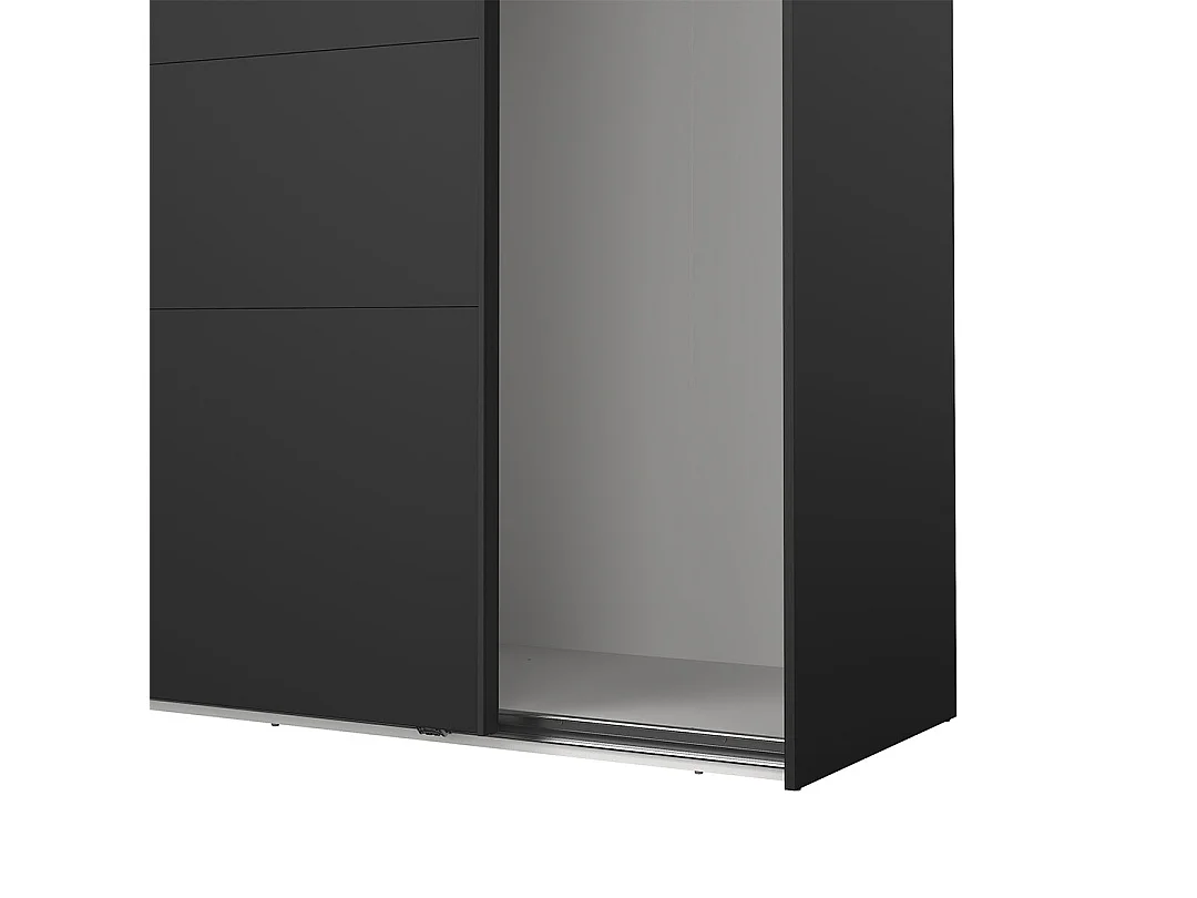 Catania Kleiderschrank 201x179x67cm, 2 Schiebetüren matt schwarz.